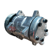 DURAFORCE A/C Compressor w/ 2-Groove Pulley for Sanden 508 Style V-Belt Chrome Aluminum