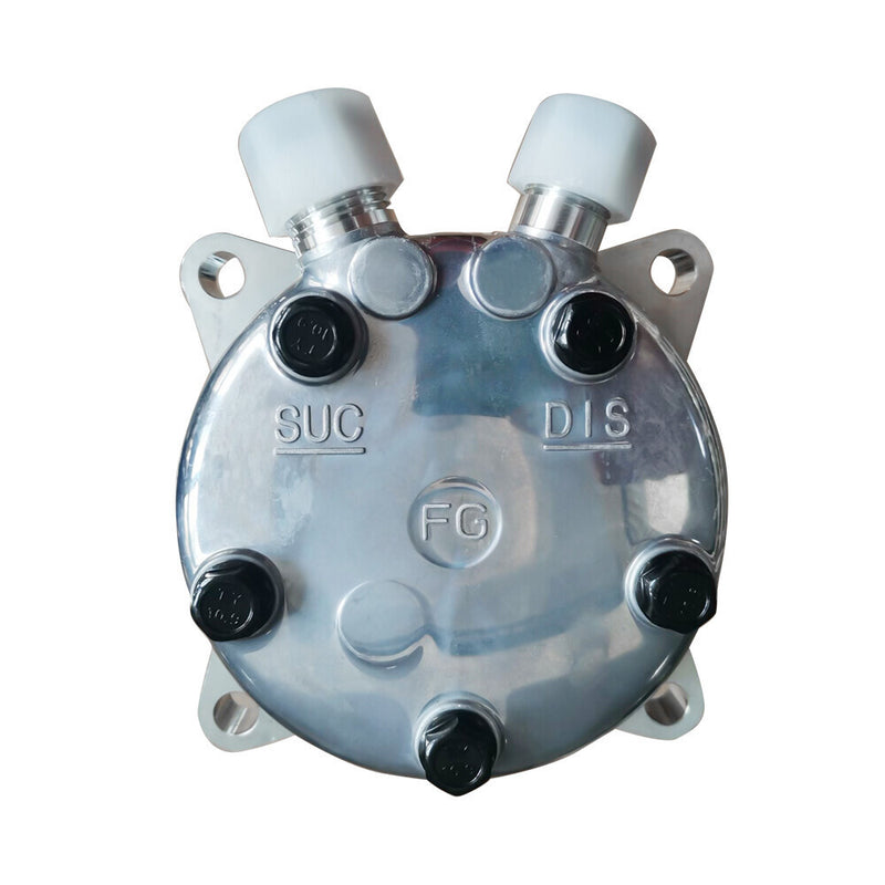 DURAFORCE A/C Compressor w/ 2-Groove Pulley for Sanden 508 Style V-Belt Chrome Aluminum