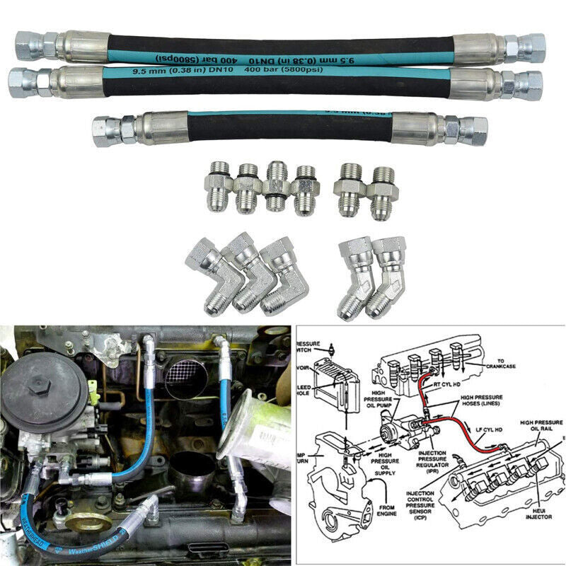 DURAFORCE High Pressure Oil Pump Hose Kit for Ford 7.3L Powerstroke 1999-2003