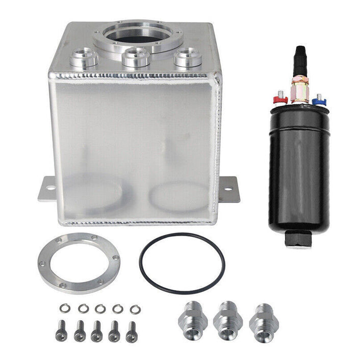 DURAFORCE 2L High Flow Swirl Fuel Surge Tank AN6 Aluminum w/ 044 External Fuel Pump