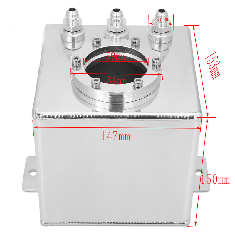 DURAFORCE 2L High Flow Swirl Fuel Surge Tank AN6 Aluminum w/ 044 External Fuel Pump