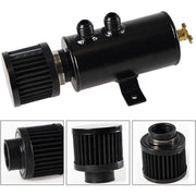 DURAFORCE Universal 10AN Aluminum Baffled Oil Catch Can with Drain Valve Breather Filter