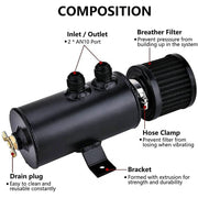 DURAFORCE Universal 10AN Aluminum Baffled Oil Catch Can with Drain Valve Breather Filter