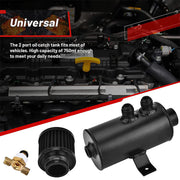 DURAFORCE Universal 10AN Aluminum Baffled Oil Catch Can with Drain Valve Breather Filter