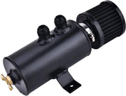 DURAFORCE Universal 10AN Aluminum Baffled Oil Catch Can with Drain Valve Breather Filter