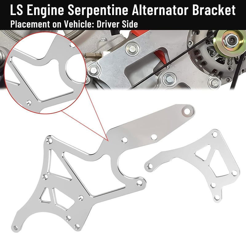 DURAFORCE Fits LS Engine Serpentine Bracket Alternator Power Steering Pump Swap Conversion