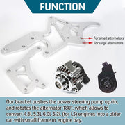 DURAFORCE Fits LS Engine Serpentine Bracket Alternator Power Steering Pump Swap Conversion