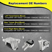 DURAFORCE 3Pcs Engine Motor & Transmission Mounts Set For Dodge Dart 2013 2014 2015 2016