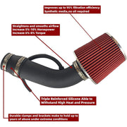 DURAFORCE New 3" Cold Air Intake Filter Induction Kit Pipe Power Flow Hose System US Stock