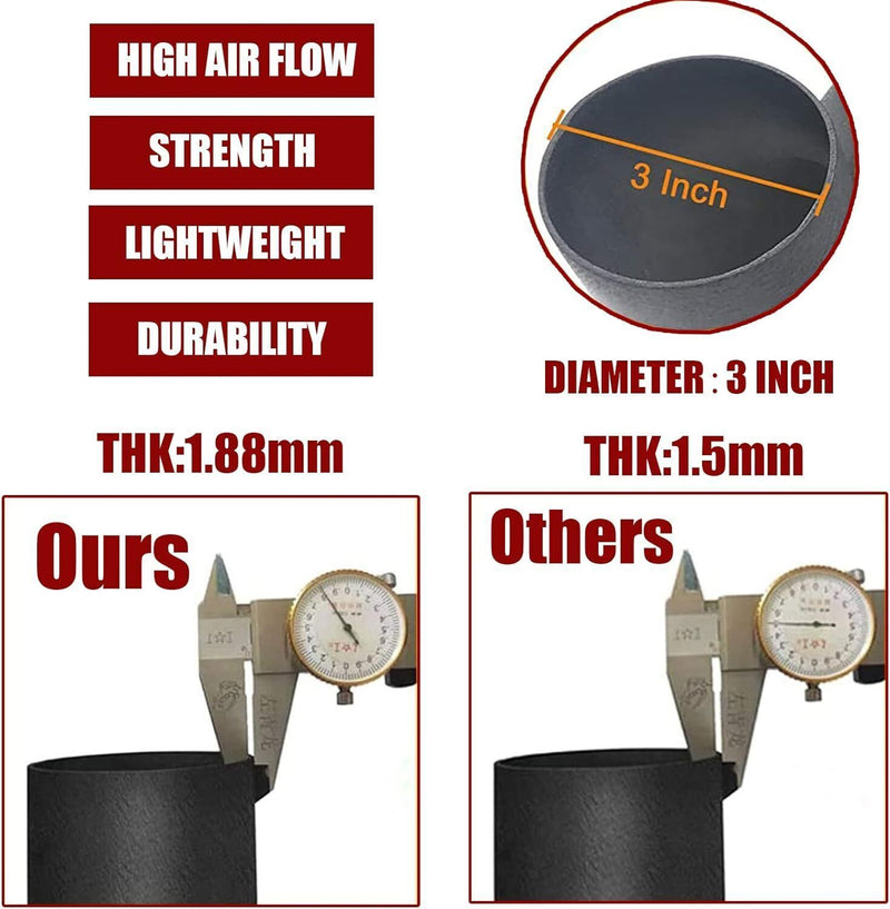 DURAFORCE New 3" Cold Air Intake Filter Induction Kit Pipe Power Flow Hose System US Stock