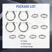 DURAFORCE 4X 2.5'' V-Band Mild Steel Flange & Clamp Kit For Turbo Exhaust Pipe New