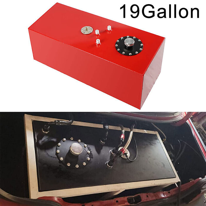 DURAFORCE 19 Gallon 72L Slim Race Fuel Cell Gas Tank w/ Level Sender Top-Feed Aluminum Red
