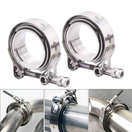 DURAFORCE 2.5" Inch V-Band Flange&Clamp Kit Male/Female With Ridge Exhaust MILD STEEL 2X