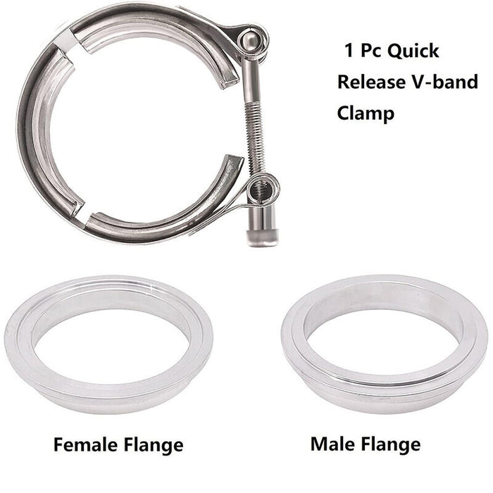 DURAFORCE 2.5" Inch V-Band Flange&Clamp Kit Male/Female With Ridge Exhaust MILD STEEL 2X