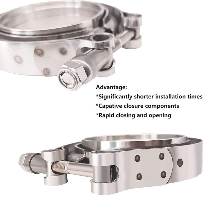 DURAFORCE 2.5" Inch V-Band Flange&Clamp Kit Male/Female With Ridge Exhaust MILD STEEL 2X