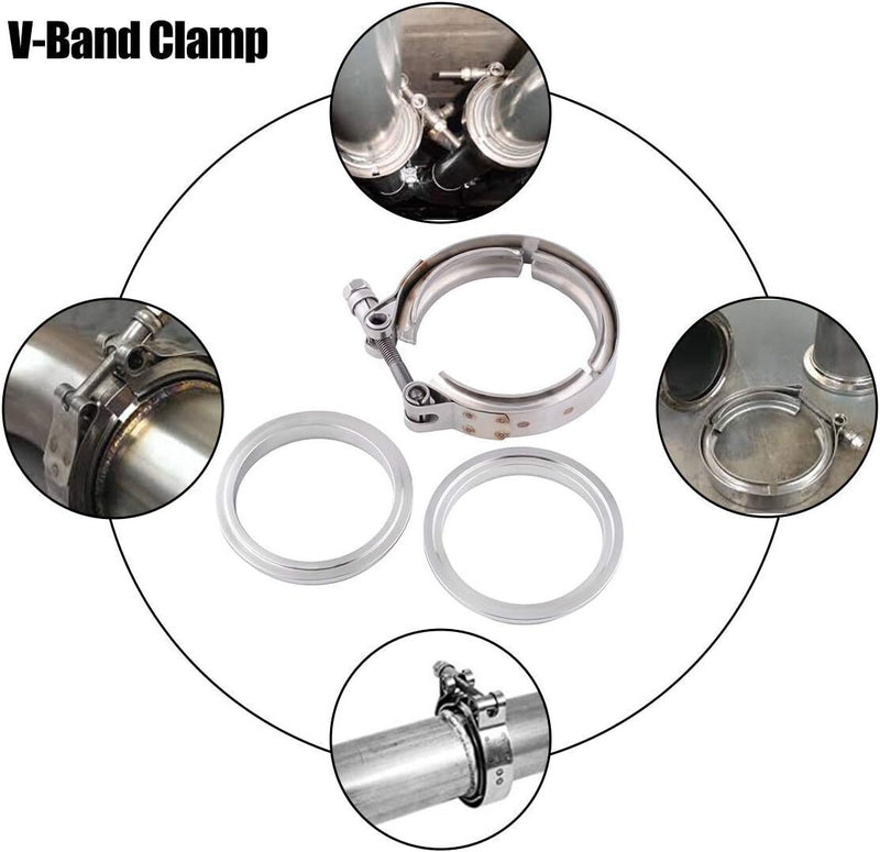 DURAFORCE 2.5" Inch V-Band Flange&Clamp Kit Male/Female With Ridge Exhaust MILD STEEL 2X