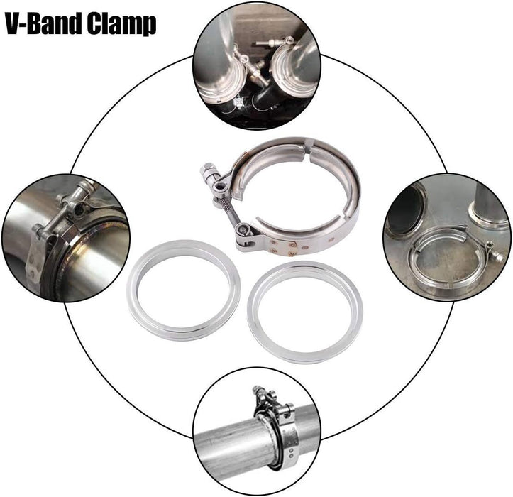 DURAFORCE 2.5" Inch V-Band Flange&Clamp Kit Male/Female With Ridge Exhaust MILD STEEL 2X