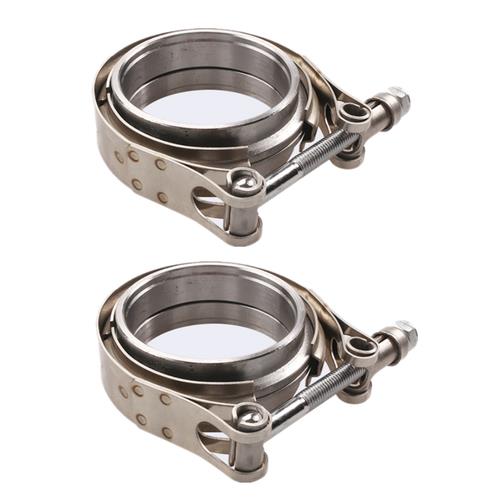 DURAFORCE 2.5" Inch V-Band Flange&Clamp Kit Male/Female With Ridge Exhaust MILD STEEL 2X