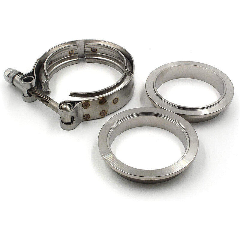DURAFORCE 2.5" Inch V-Band Flange&Clamp Kit Male/Female With Ridge Exhaust MILD STEEL 2X