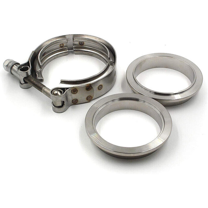 DURAFORCE 2.5" Inch V-Band Flange&Clamp Kit Male/Female With Ridge Exhaust MILD STEEL 2X