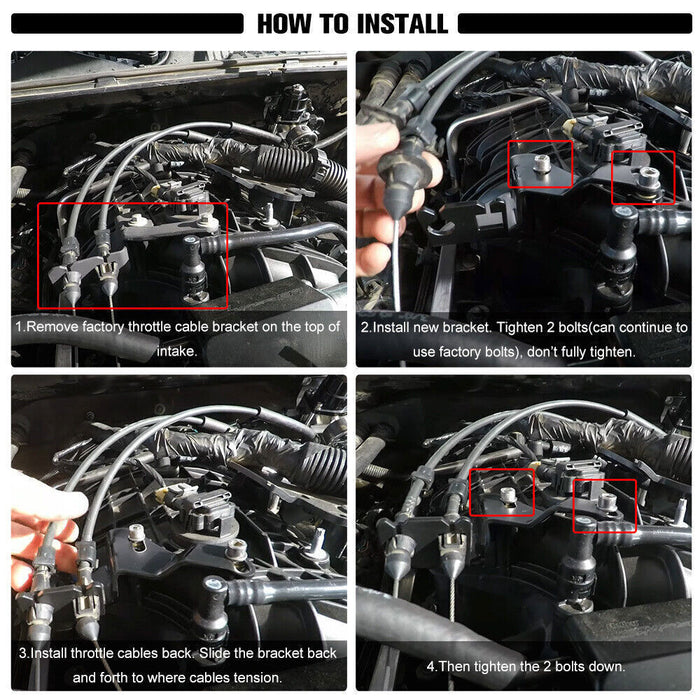 DURAFORCE Black Intake Manifold Throttle Cable Bracket for GM Truck TBSS NNBS L92 Style