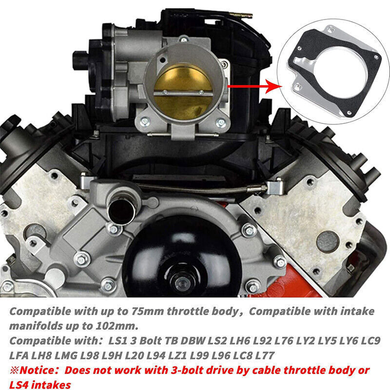 DURAFORCE Throttle Body Adapter LS3 4 Bolt Intake to LS1 3 Bolt For LS2 LH6 L92 L76 LY2 LY