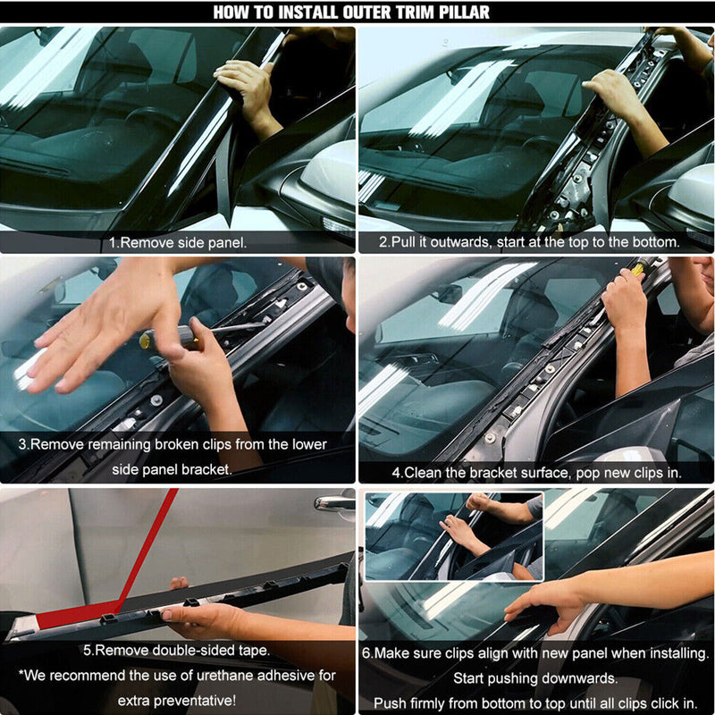 DURAFORCE Pair Inner & Outer Windshield A Pillar Molding Trim For Ford Explorer 2011-2019
