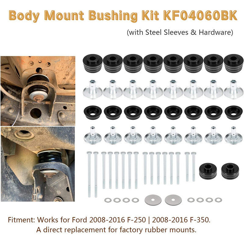 DURAFORCE KF04060BK Body Cab Mount Bushing Kit for Ford F250 F350 Super Duty 2008-16 2/4WD