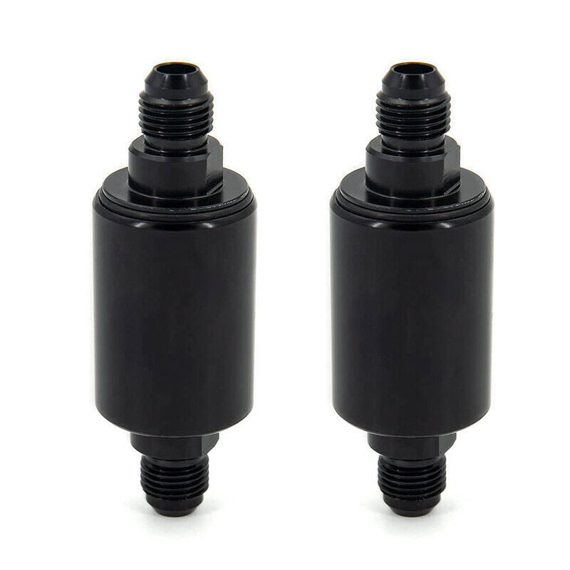 DURAFORCE Universal -6AN Inline Fuel Filter High Flow 100 Micron Cleanable AN6 6AN Pair x2