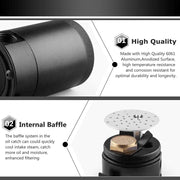 DURAFORCE Universal 3-Port Oil Catch Can Reservoir Tank Black, 2 Inlet 1 Outlet