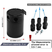 DURAFORCE Universal 3-Port Oil Catch Can Reservoir Tank Black, 2 Inlet 1 Outlet
