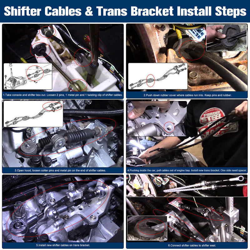 DURAFORCE RSX Shifter Cables Trans Bracket Shifter Box For K20 K24 K-Series Swap Civic CRX