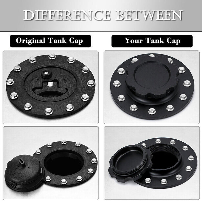 DURAFORCE 160mm Billet Aluminum Easy Fill Fuel Cell Gas Cap with 12 Hole Cell Bung Replace