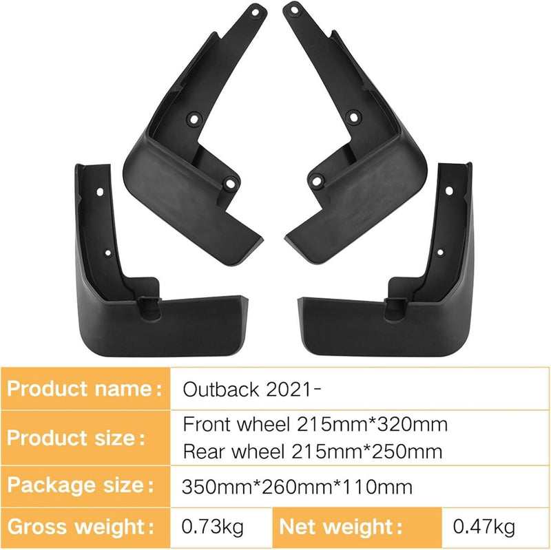 DURAFORCE 4Pcs Mud Flaps Mudguards Splash Guard Front & Rear for Subaru Outback 2021-2024
