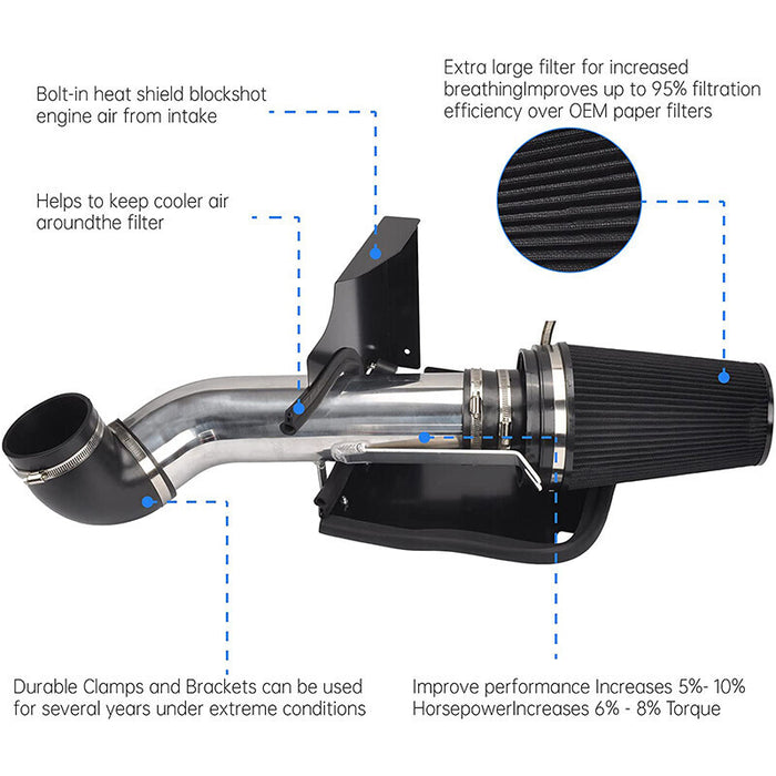 DURAFORCE 4" Cold Air Intake Kit + Heat Shield For 99-06 GMC/Chevy V8 4.8L Silverado 1500