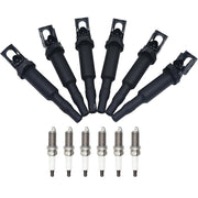 DURAFORCE 6 Ignition Coil and Spark Plugs Pack for BMW 128i 325i 328i UF592 0221504470