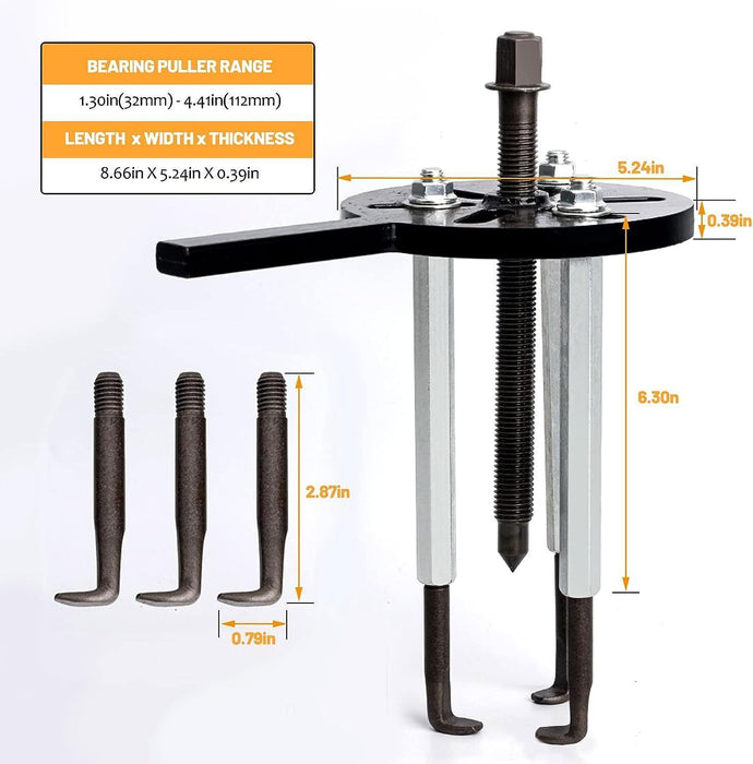 DURAFORCE 21 in1 Bearing Disassembly Puller Inner Hole Removal Tool Three-jaw Puller Set