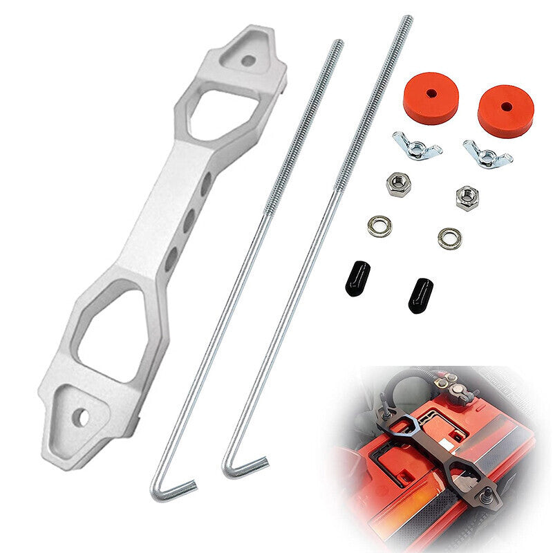 DURAFORCE Heavy Duty Battery Tie Down Bracket Sliver + 10 Inch J-Hooks Accessoriess