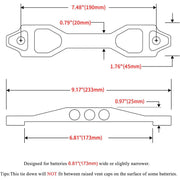 DURAFORCE Heavy Duty Battery Tie Down Bracket Sliver + 10 Inch J-Hooks Accessoriess