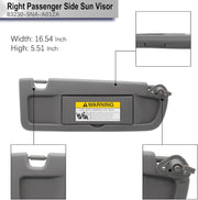 DURAFORCE US Right Passenger Side Sun Visor For Honda Civic 2006 2007 2008 2009 2010 2011