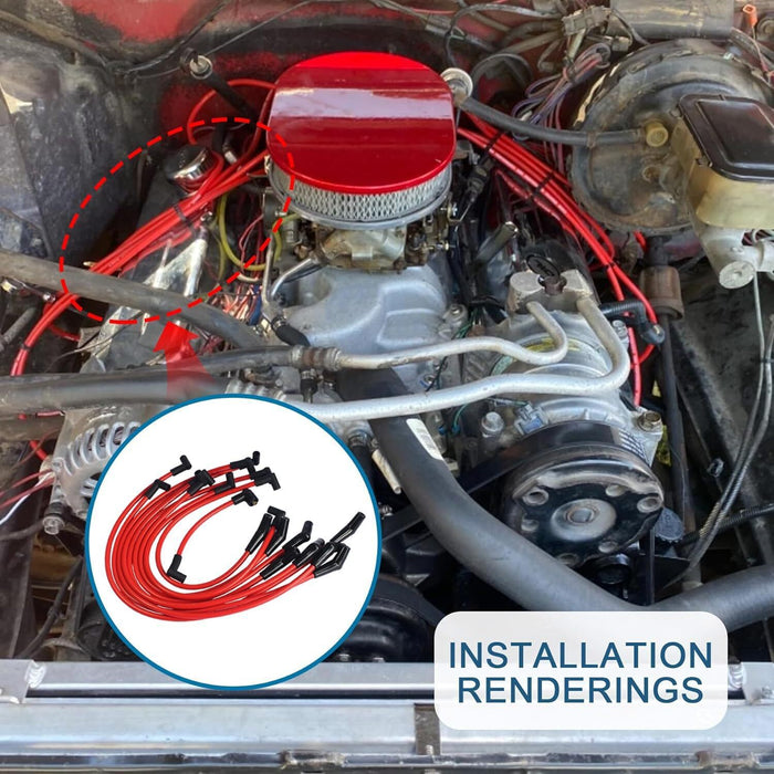 DURAFORCE 10Pcs Racing Spark Plug Wires 10.5mm M12259C301 For Ford 5.0L 5.8L SB SBF 302