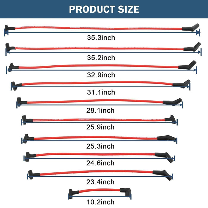 DURAFORCE 10X Spark Plug Wire for 1969-1995 Ford Mustang F-150 V8 5.0L/5.8L M-12259-C301
