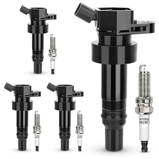 DURAFORCE 4x Ignition Coils + 4x Iridium Spark Plugs For 12-19 Kia Rio soul 1.6L UF652