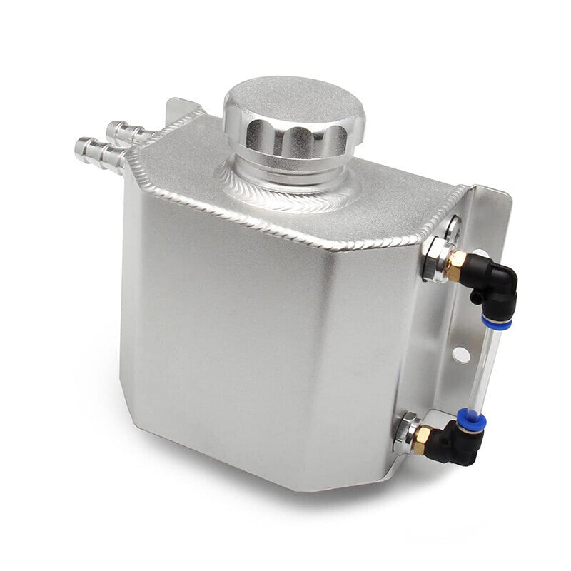 DURAFORCE Car 1L Aluminum Radiator Coolant Overflow Bottle Water Reservoir Tank + Cap