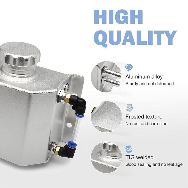 DURAFORCE Car 1L Aluminum Radiator Coolant Overflow Bottle Water Reservoir Tank + Cap