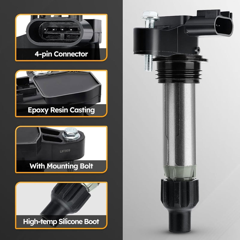 DURAFORCE 6x Ignition Coil & Iridium Spark Plug Packs For Cadillac GMC Chevy Buick UF569