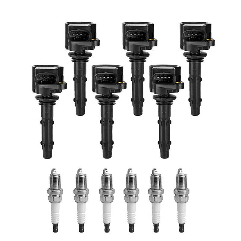 DURAFORCE 6 Ignition Coil & Spark Plug For Mercedes-Benz GLK350 E350 C300 C350 ML350 Black