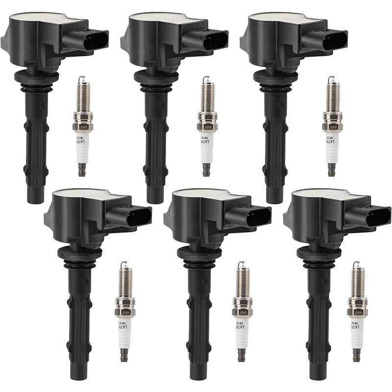 DURAFORCE 6 Ignition Coil & Spark Plug For Mercedes-Benz GLK350 E350 C300 C350 ML350 Black