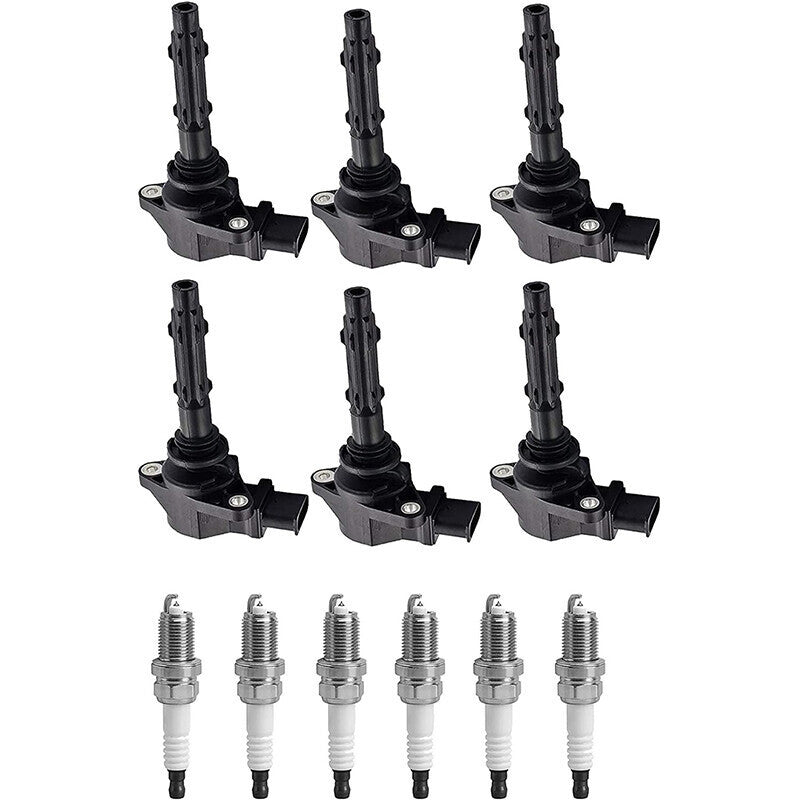 DURAFORCE 6 Ignition Coil & Spark Plug For Mercedes-Benz GLK350 E350 C300 C350 ML350 Black