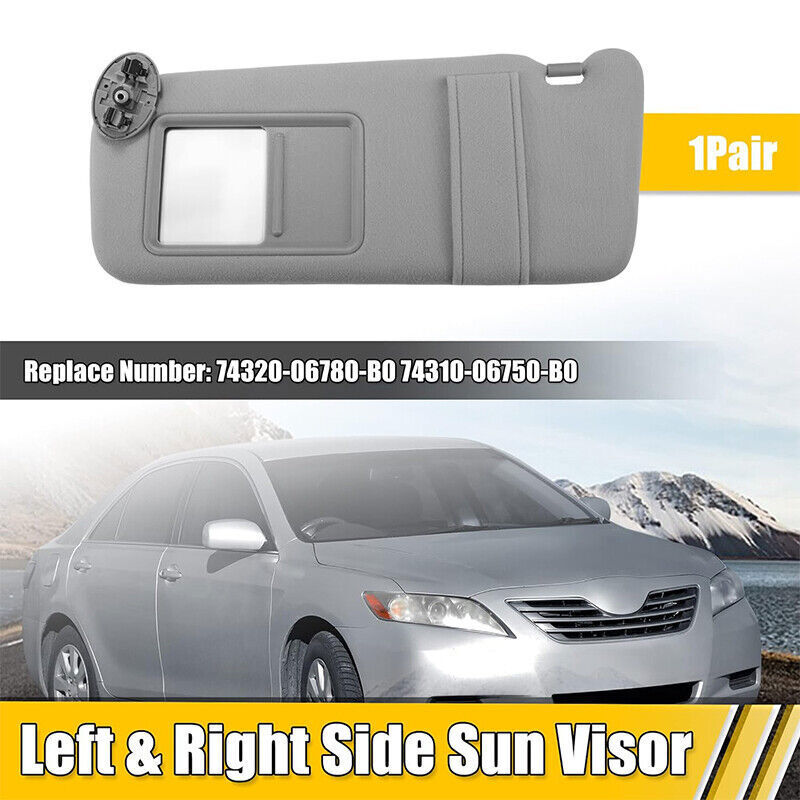 DURAFORCE Pair Sun Visor Left & Right Side Without Sunroof Gray For Toyota Camry 2007-2011